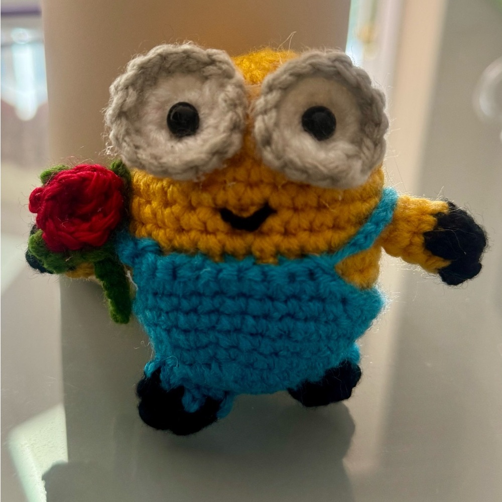***Handmade*** Crocheted Yellow and Blue Minion Toy